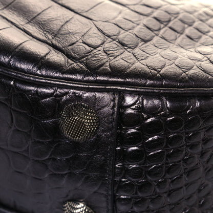 Balenciaga Metallic Calfskin Crocodile Embossed Crystal Small Le Cagole Shoulder Bag Gunmetal 11 of 12