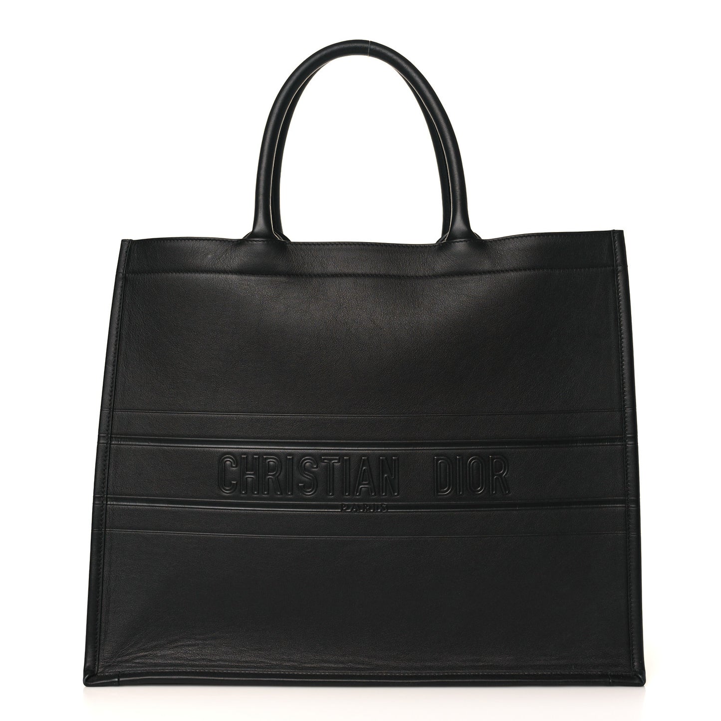 Calfskin Embossed Large Book Tote Black