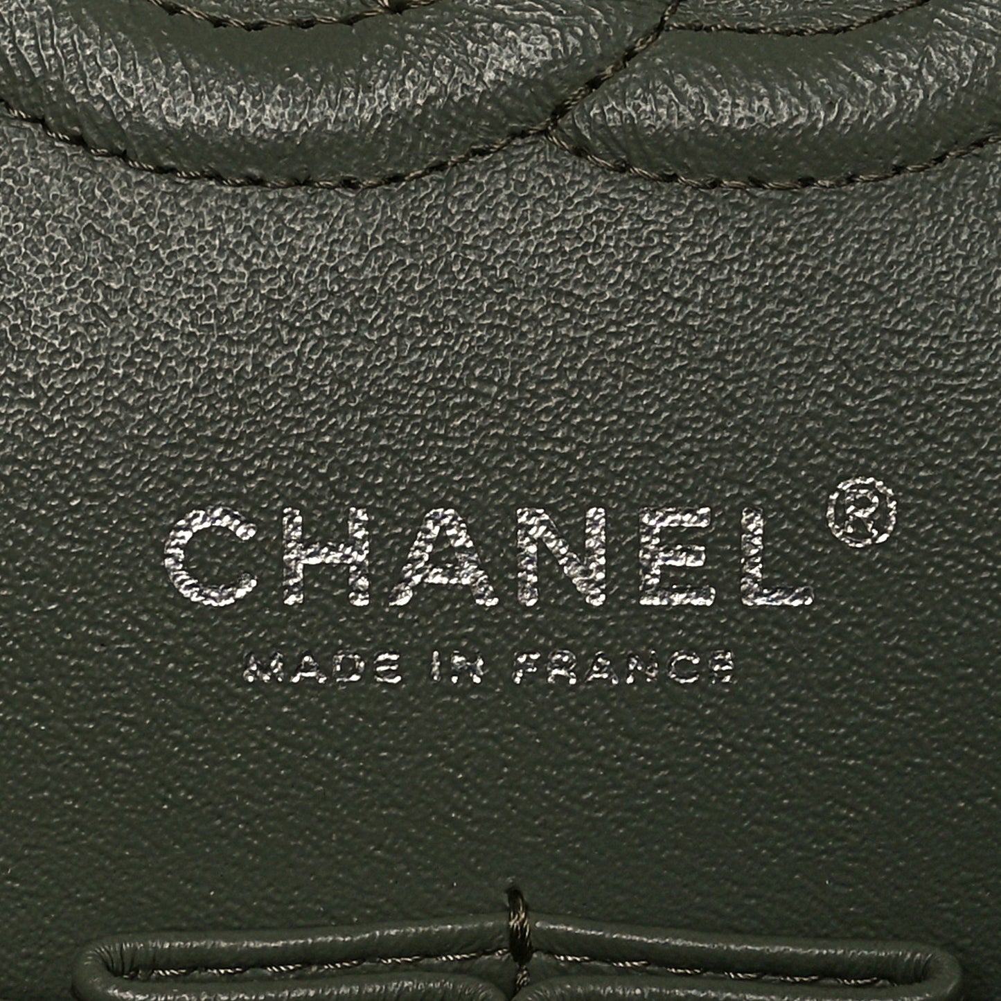 Caviar Chevron Quilted Medium Double Flap  Green