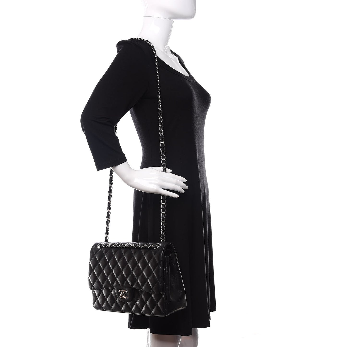 Lambskin Quilted Jumbo Double Flap Black