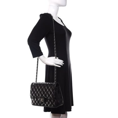 Chanel Lambskin Quilted Jumbo Double Flap Black 2 of 14
