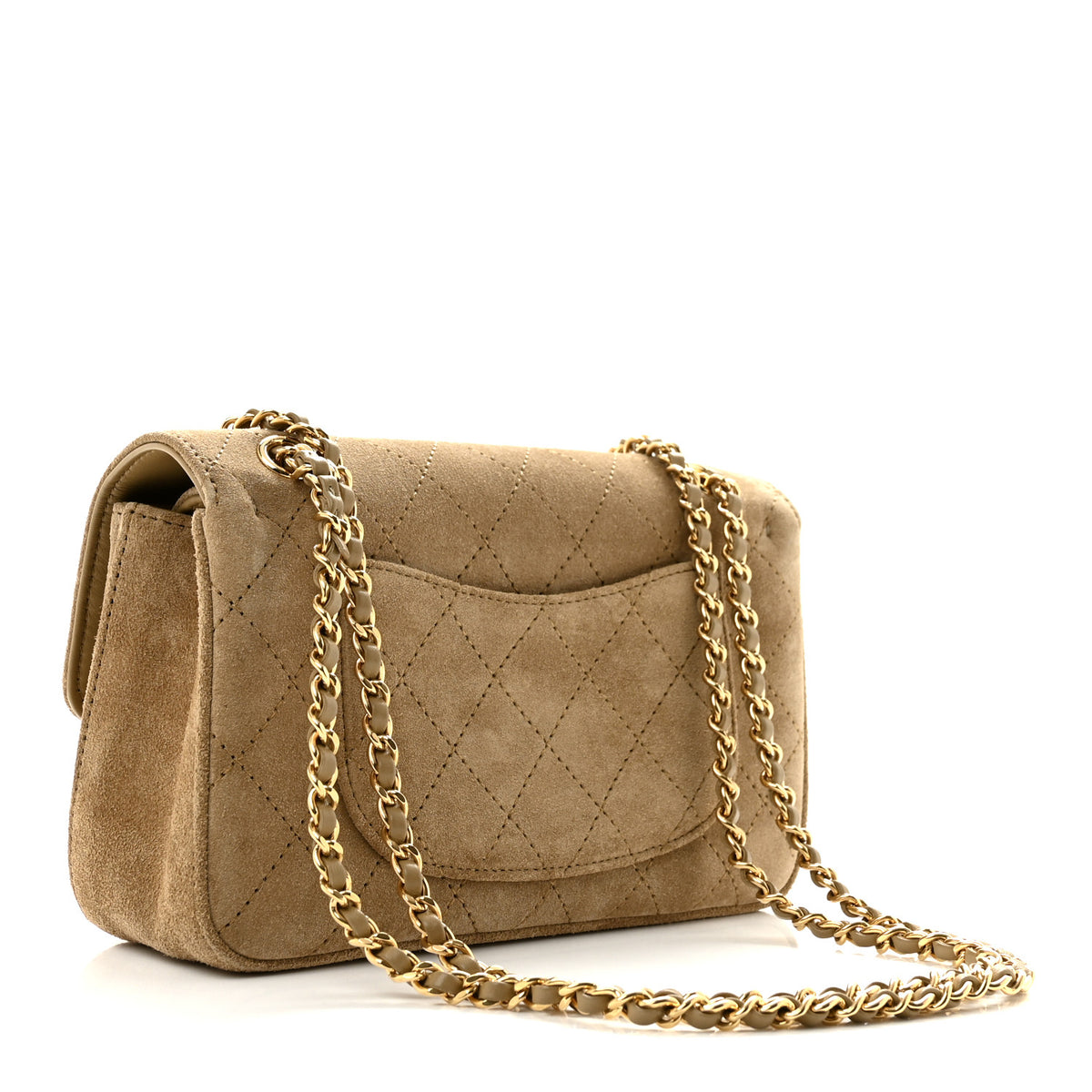 Suede Calfskin Mini Souplissimo Flap Dark Beige