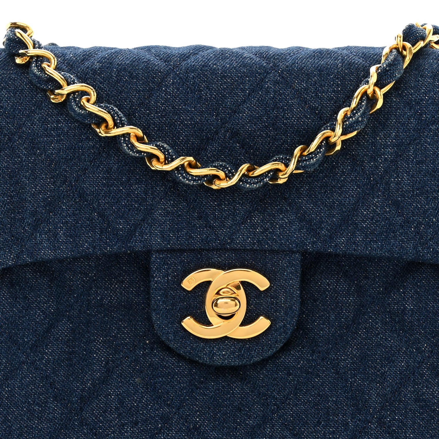 Chanel Denim Quilted Mini Square Flap Blue 8 of 10