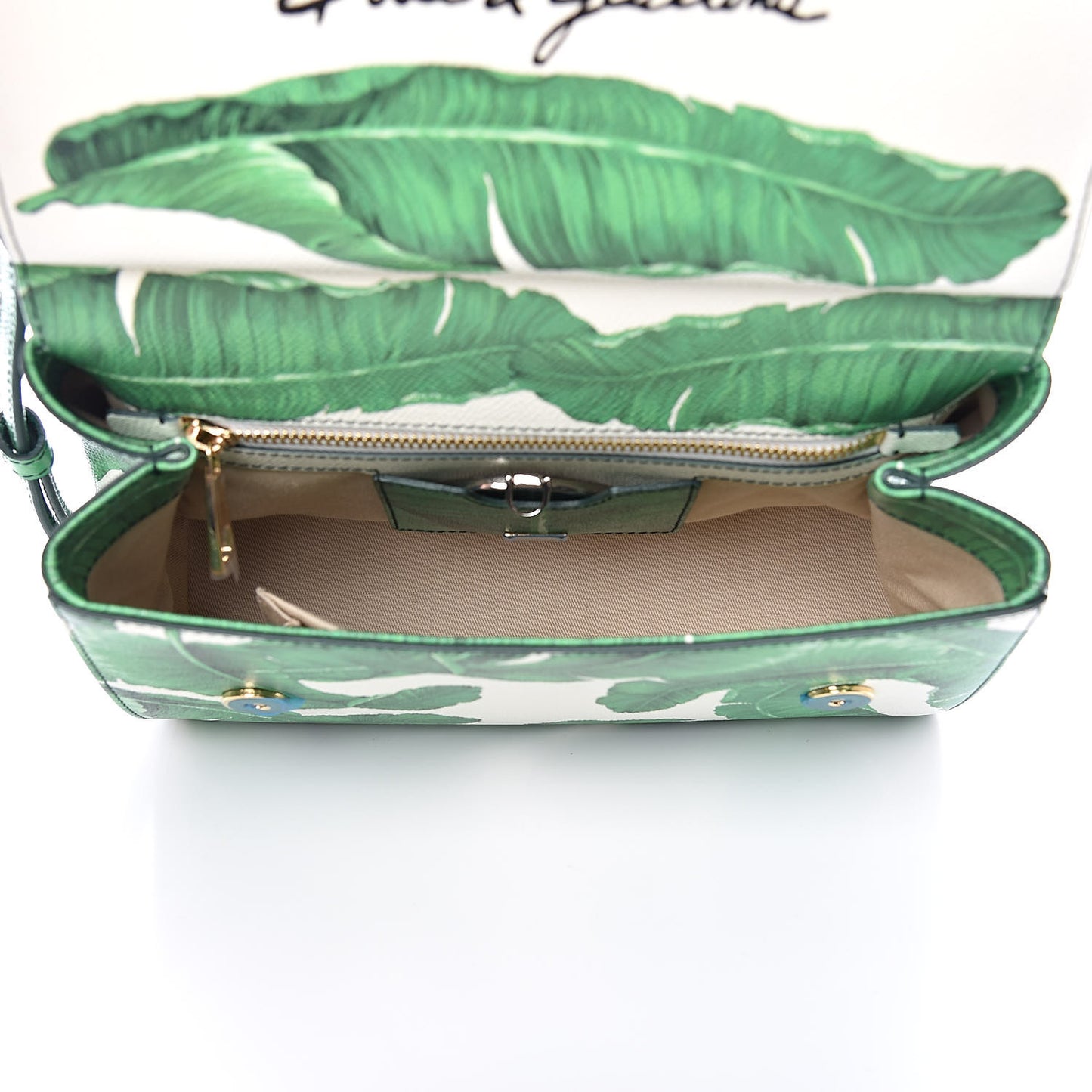 Dauphine Banana Leaf Print Medium Miss Sicily Satchel Green White