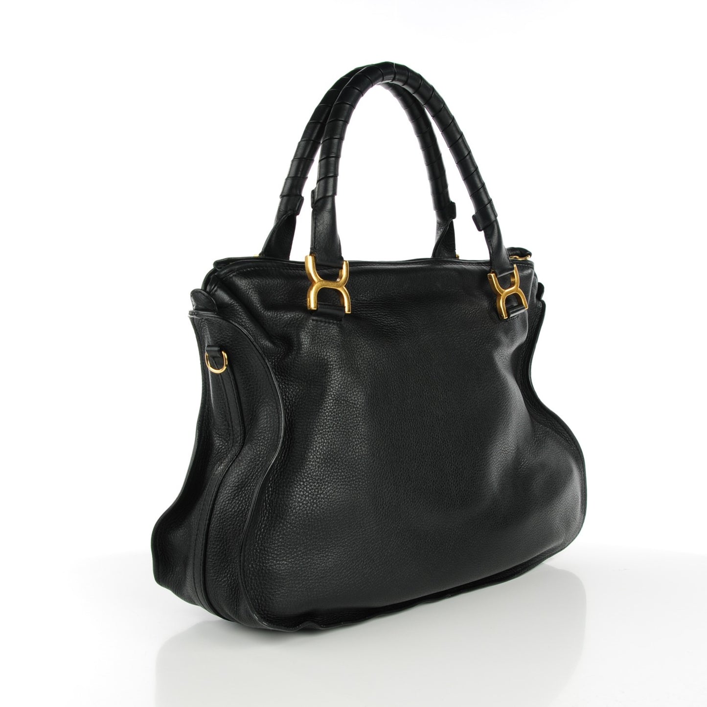 Calfskin Braided Large Marcie Satchel Black