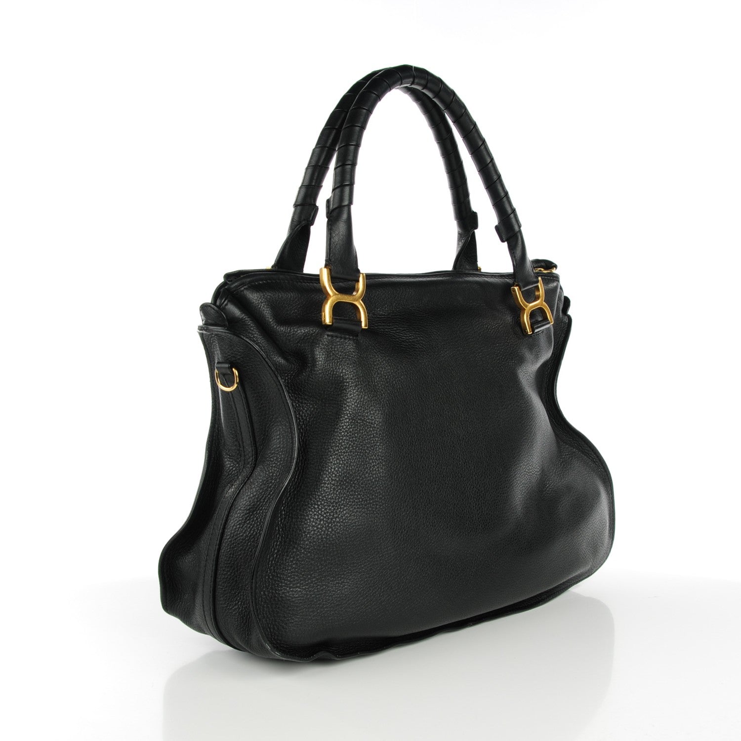 Chloe Calfskin Braided Large Marcie Satchel Black 3 of 9