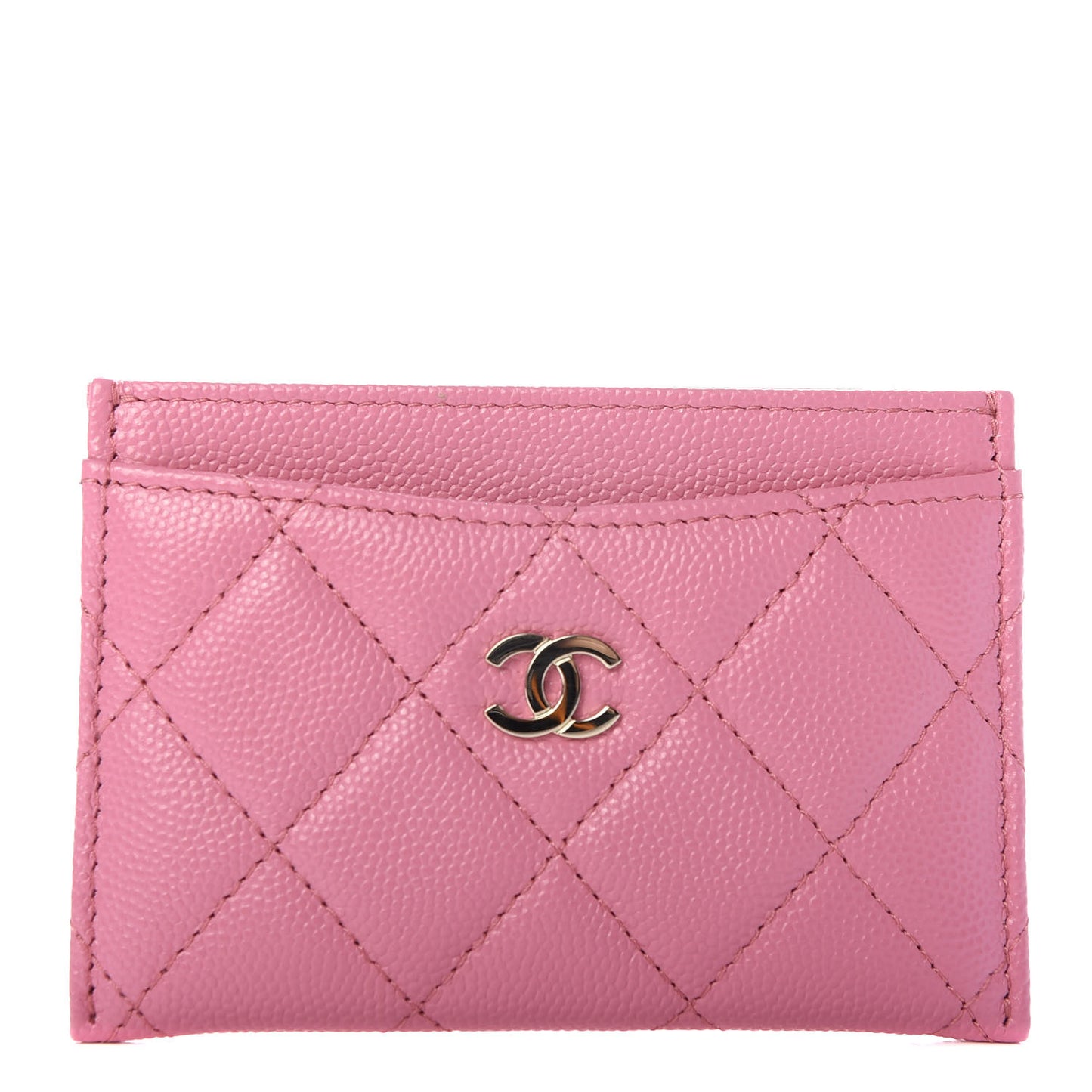 Caviar Quilted Card Holder Pink
