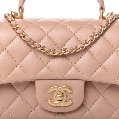 Chanel Lambskin Quilted Mini Top Handle Rectangular Flap Beige 10 of 10