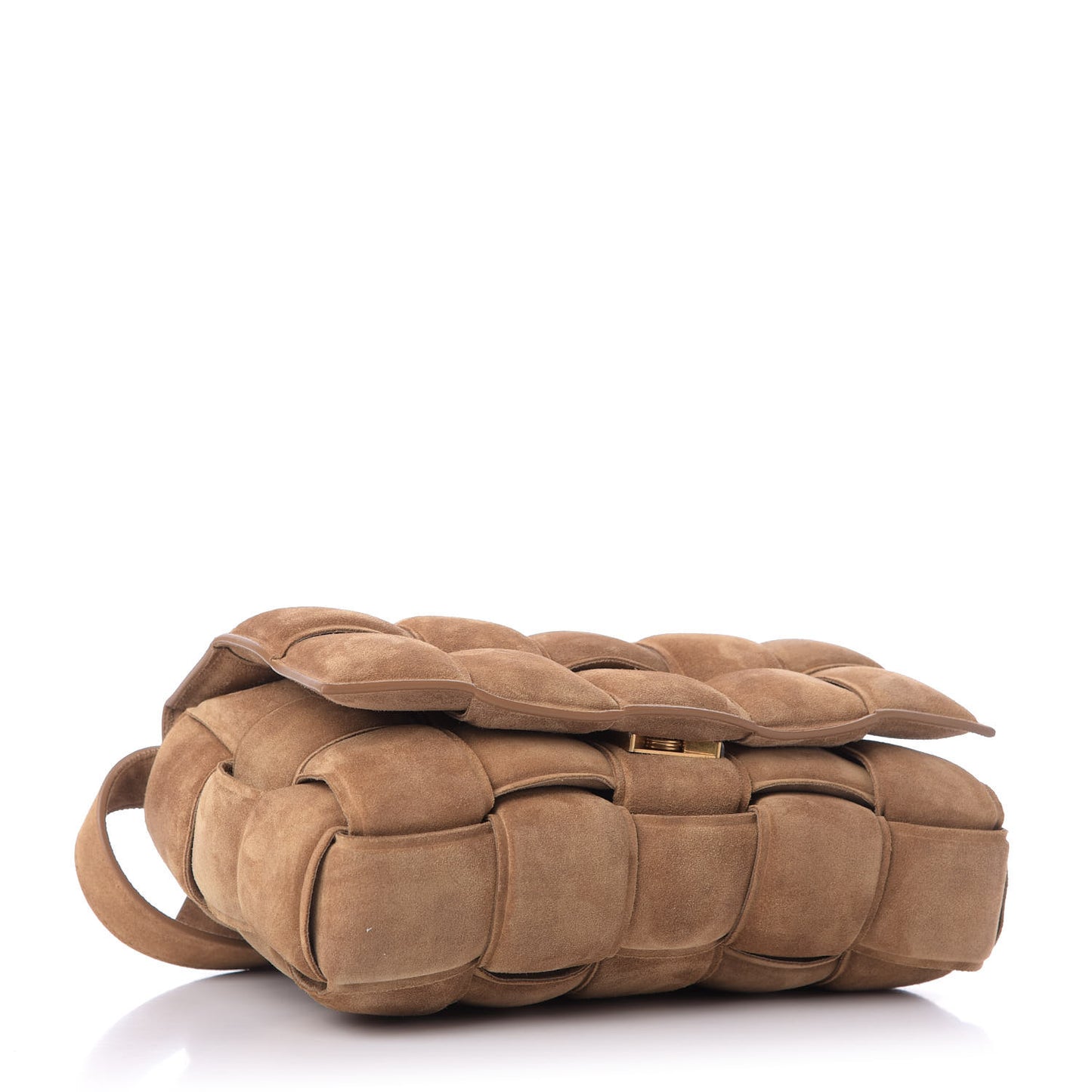 Suede Maxi Intrecciato Padded Cassette Crossbody Bag Taupe