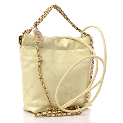 Chanel Shiny Calfskin Quilted Mini Chanel 22 Light Yellow 3 of 10