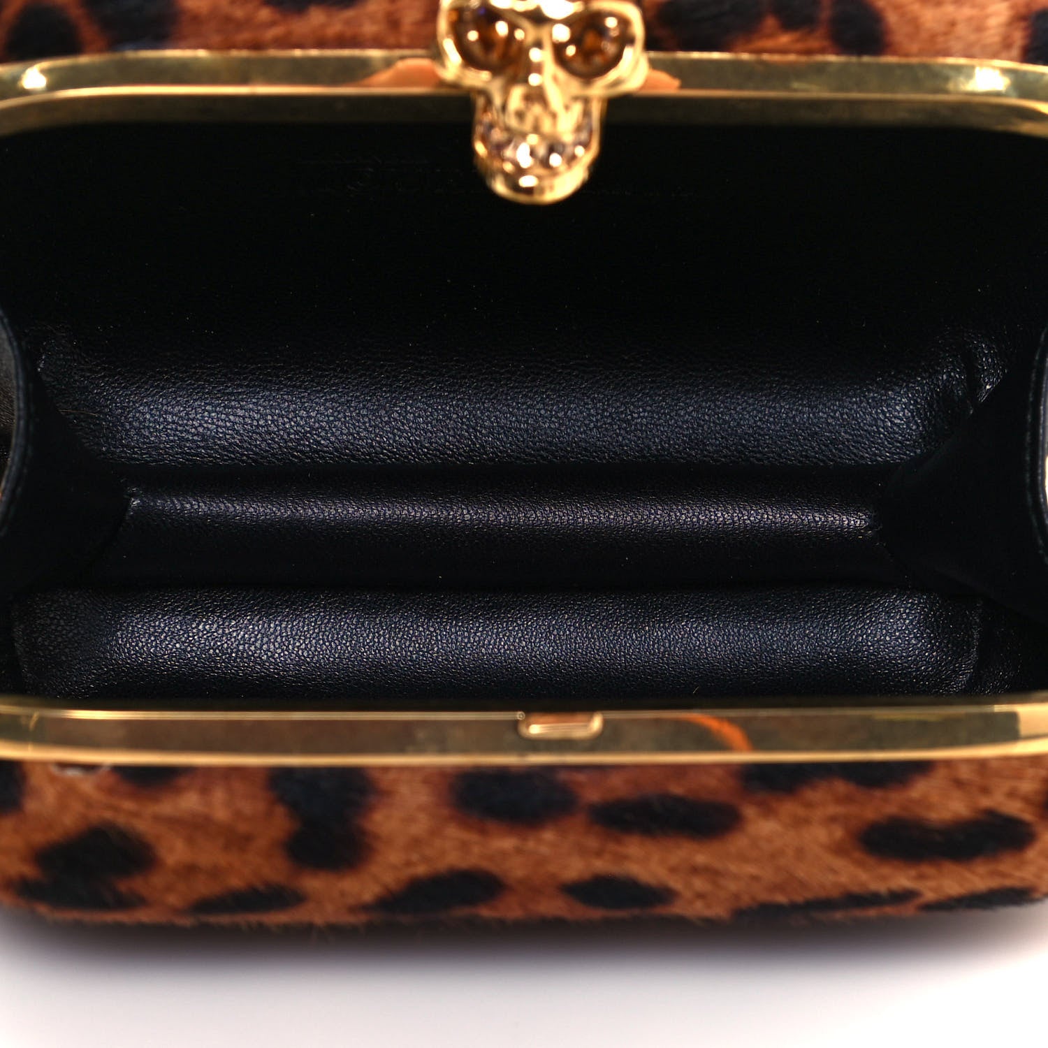 Alexander McQueen Calf Hair Leopard Print Skull Box Clutch 10 of 13