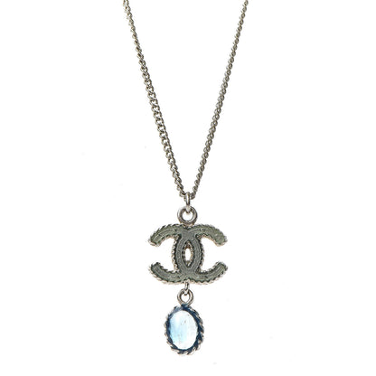 Chanel Enamel CC Drop Necklace Silver 5 of 6