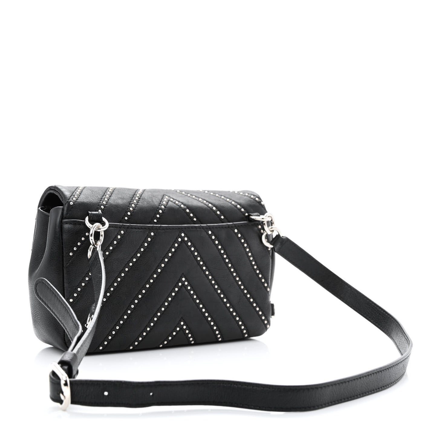 Calfskin Studded Chevron Stud Wars Waist Bag Black
