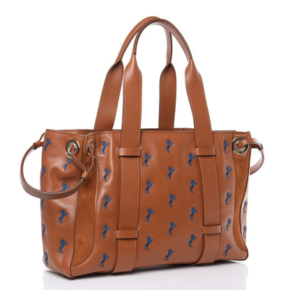 Chloe Smooth Calfskin Little Horses Embroidered Tao Zipped Tote Caramel 3 of 13