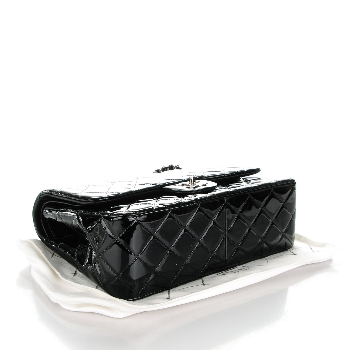 Patent Quilted Jumbo Double Flap Black