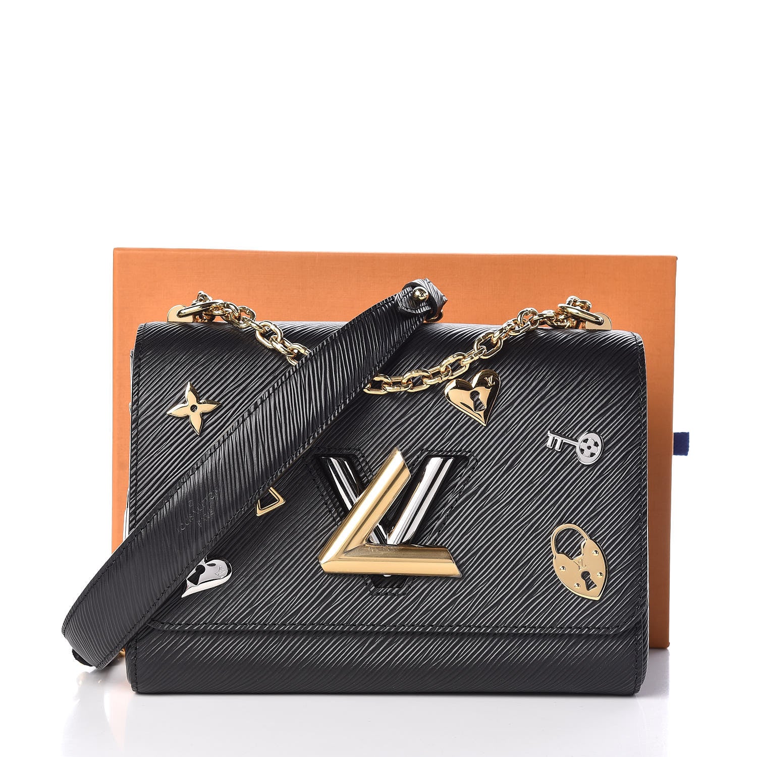 Louis Vuitton Epi Love Lock Twist Shoulder Bag MM Black 430489