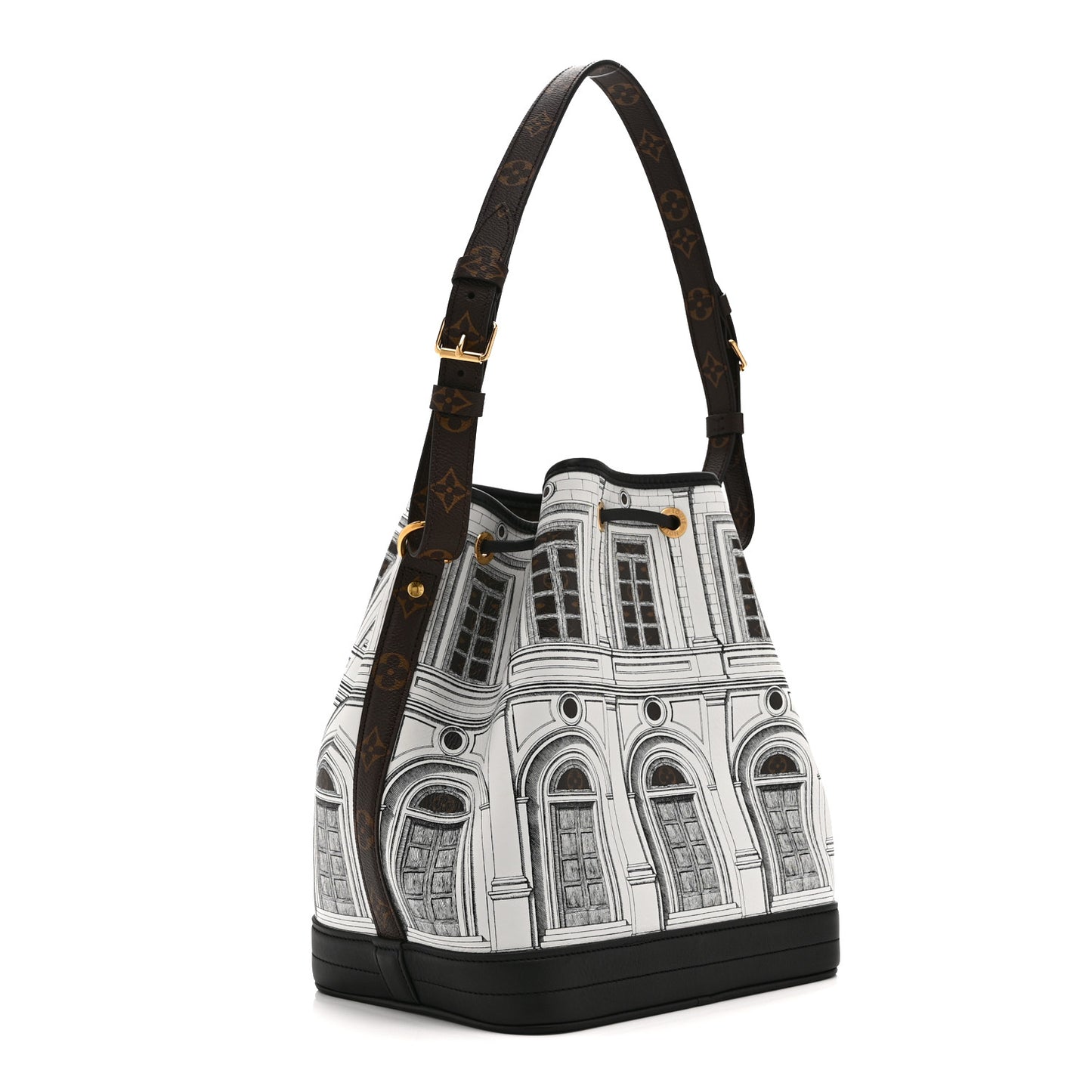 X FORNASETTI Calfskin Architettura Noe MM Black White