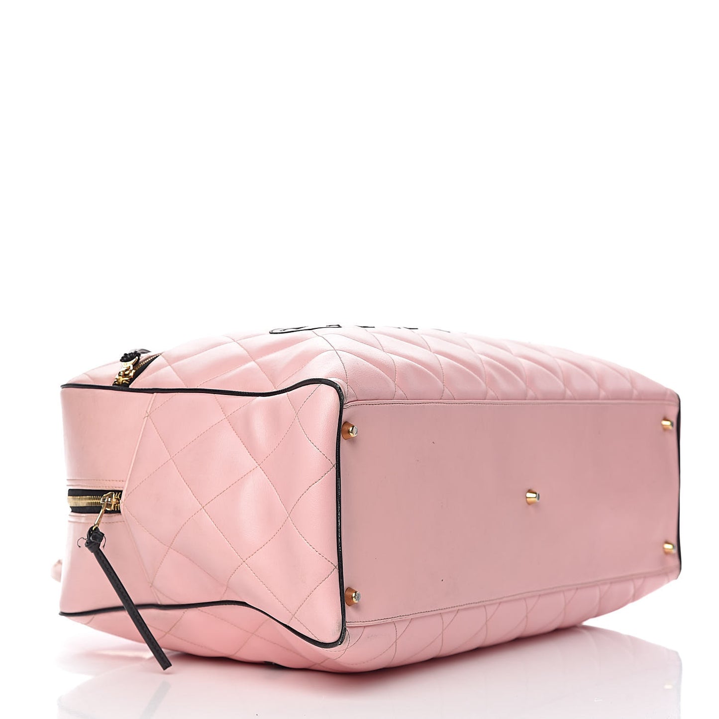 Calfskin Quilted Large Bowler Pink