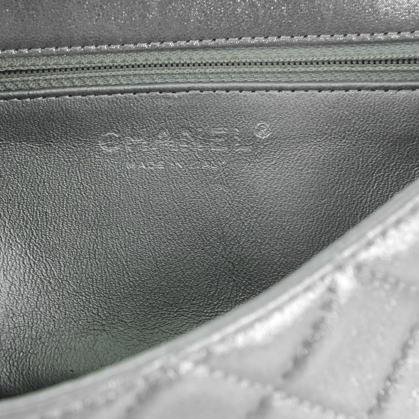 Iridescent Calfskin Quilted Small Roll Reissue Clutch Silver