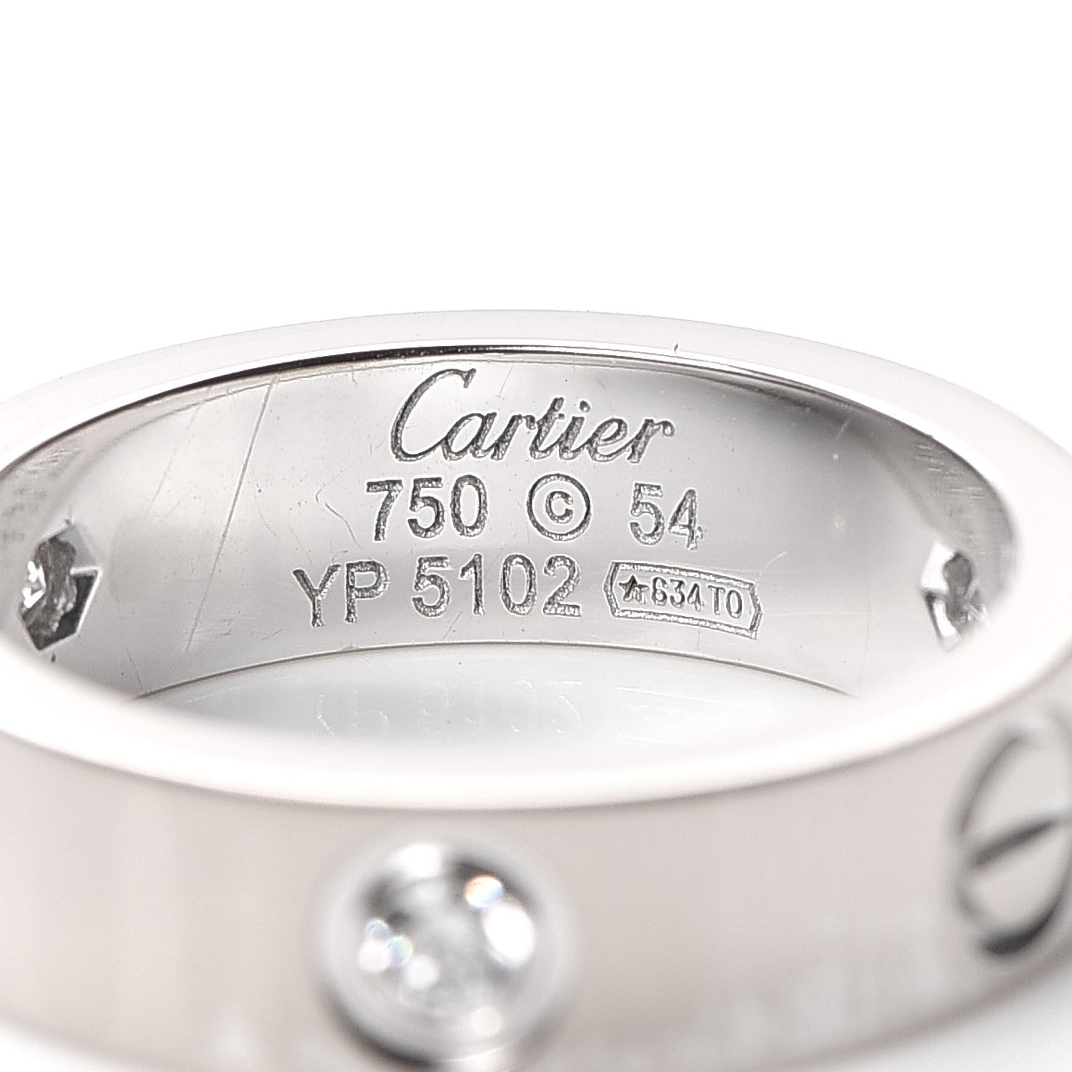 Cartier 18K White Gold 3 Diamond 5.5mm LOVE Ring 54 6.75 4 of 5