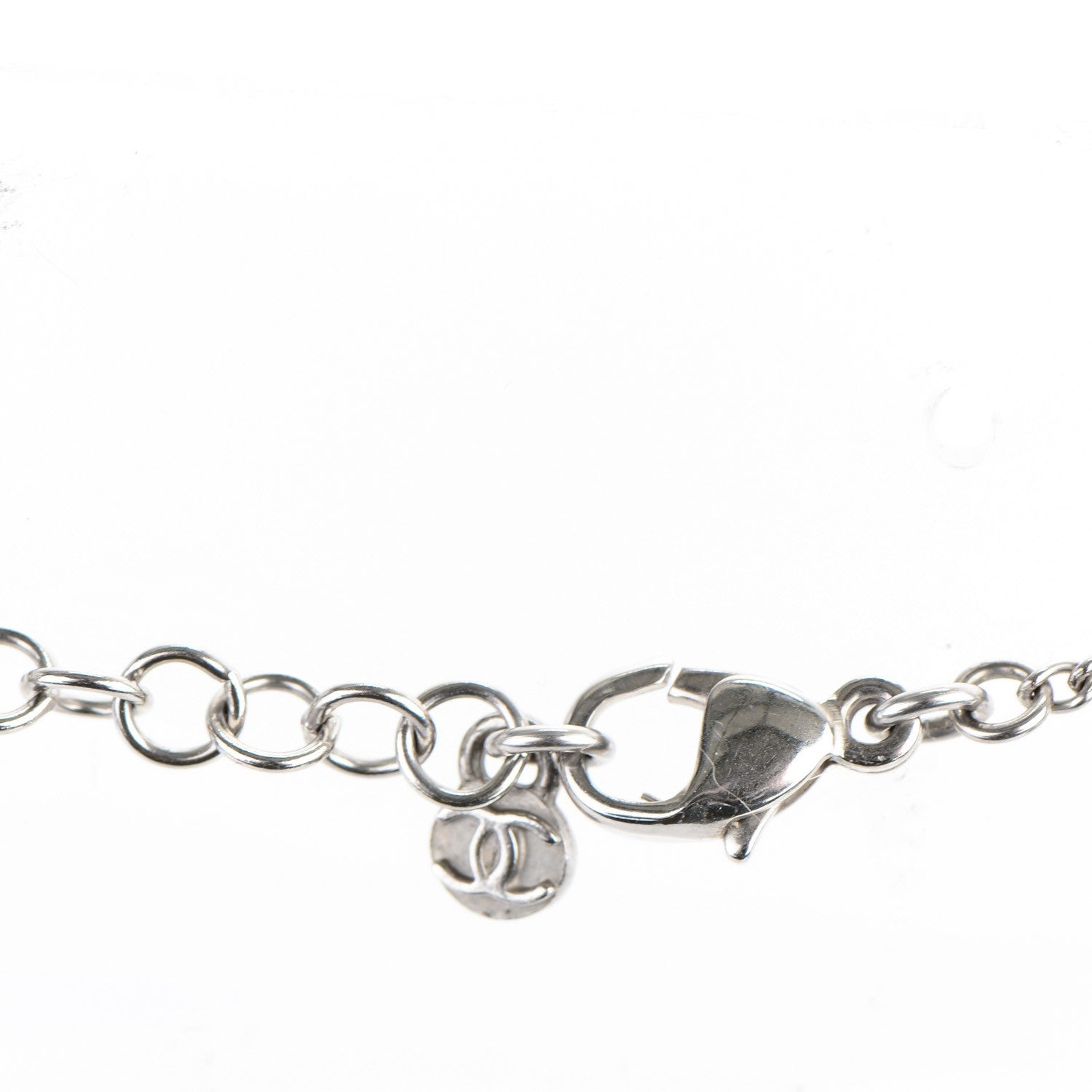 Chanel Enamel CC Charm Necklace Silver 4 of 5