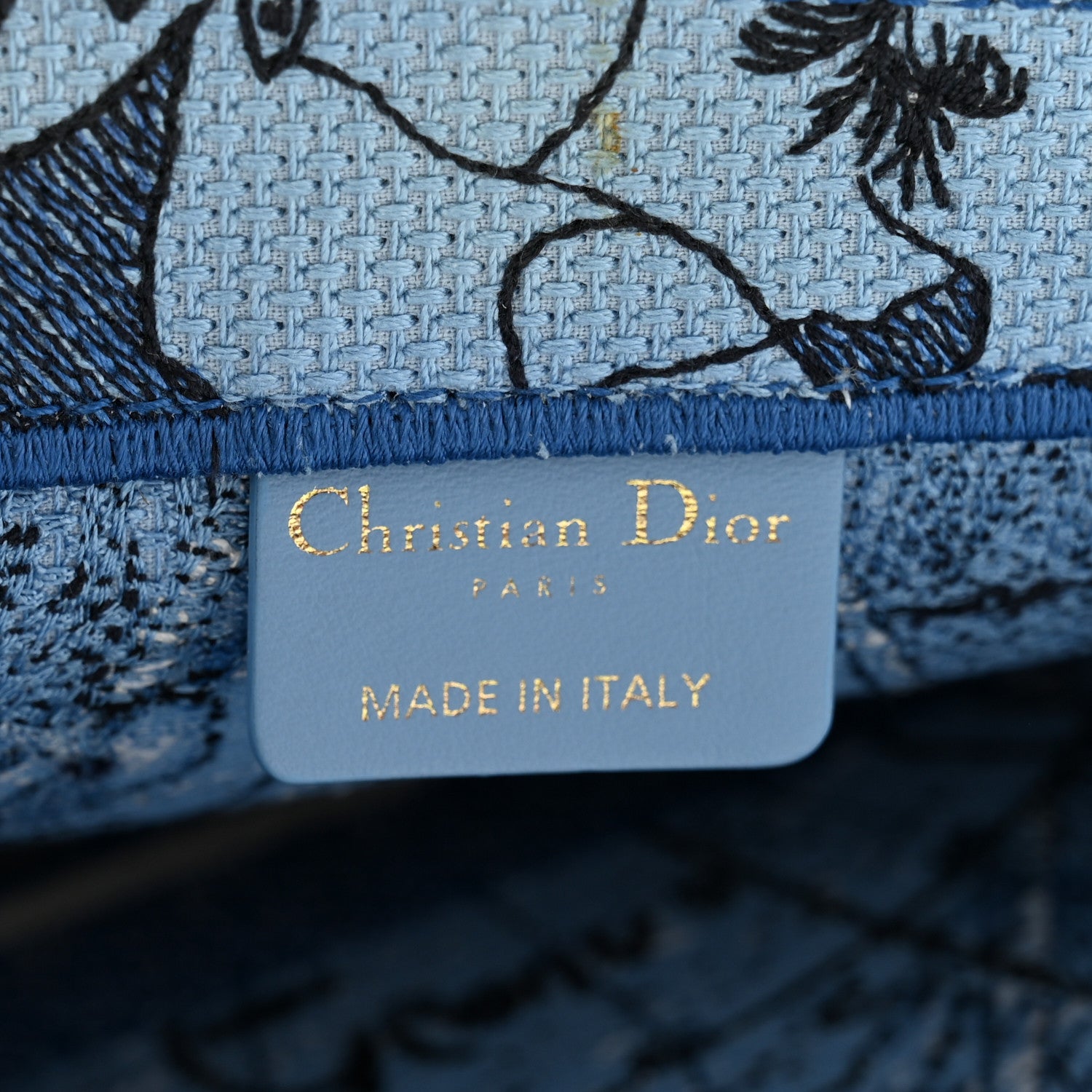 Christian Dior Canvas Embroidered Large Around The World Book Tote Light Blue 5 of 10