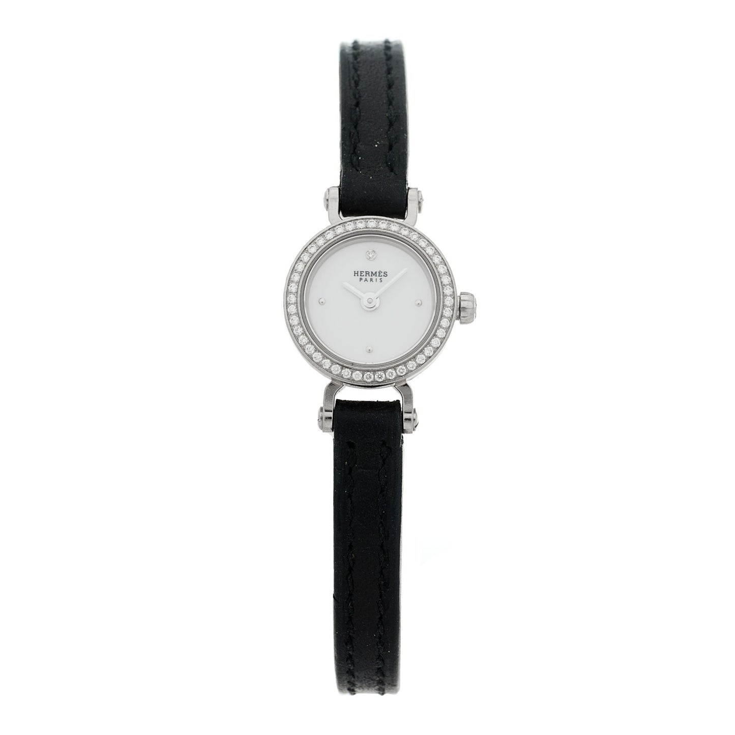18K White Gold Barenia Diamond 16mm Faubourg Quartz Watch Noir