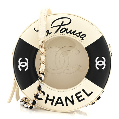 Chanel Lambskin Coco Lifesaver Round Bag Black White 1 of 15