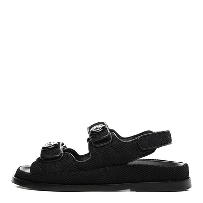 Chanel Fabric Velcro Dad Sandals 35 Black 1 of 15
