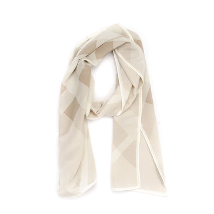 Burberry Silk Giant Check Scarf Pale Stone 1 of 5