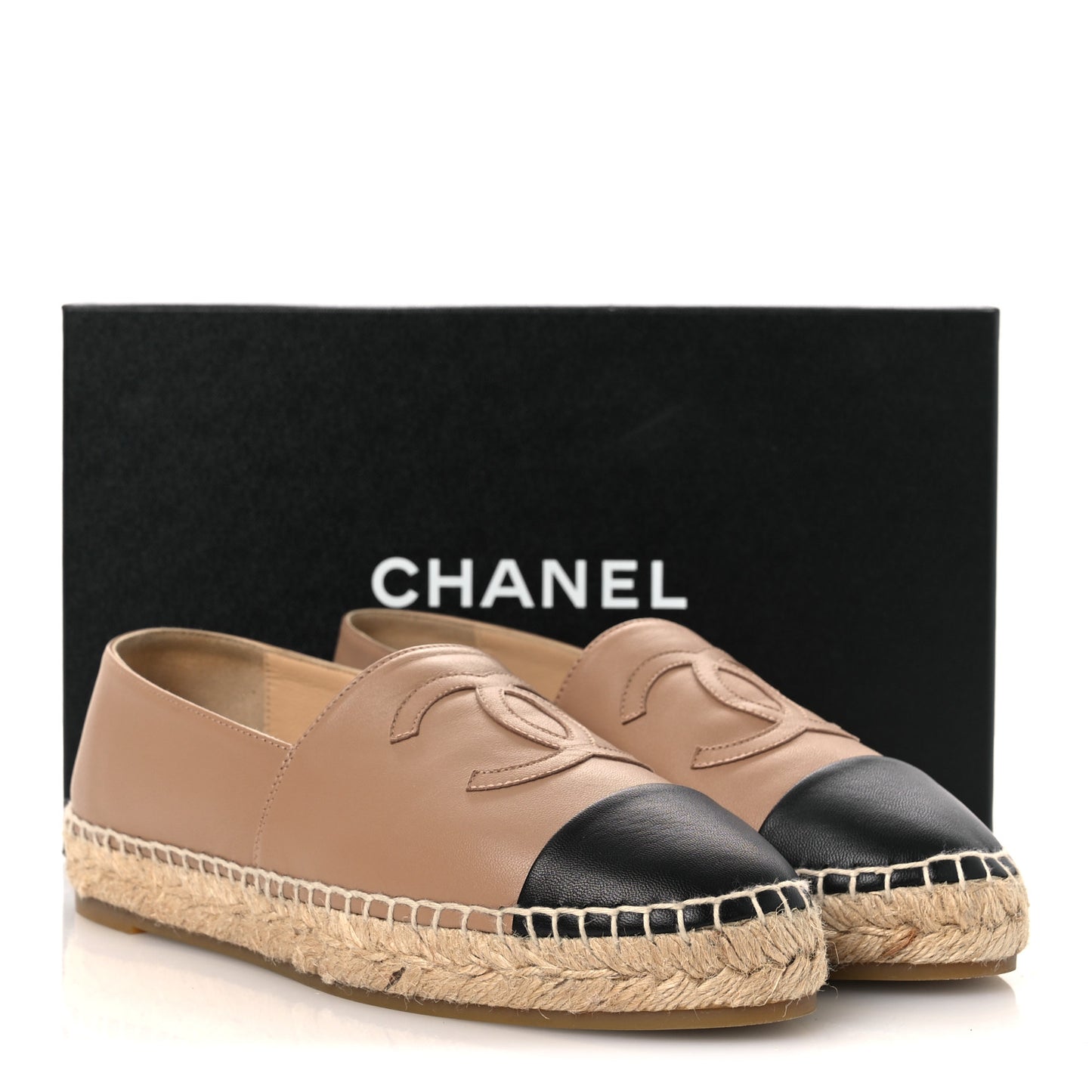 Lambskin CC Espadrilles 40 Beige Black