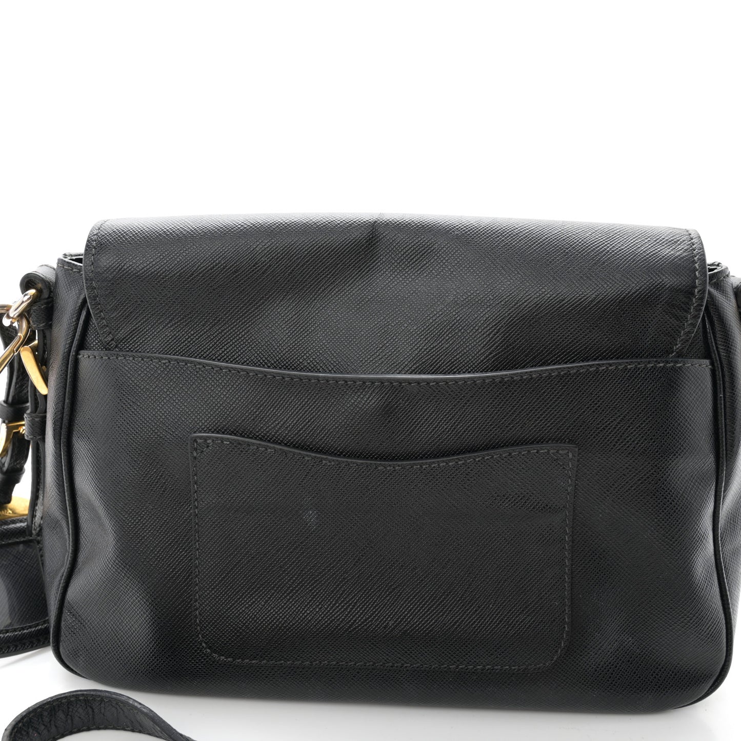 Saffiano Flap Shoulder Bag Black