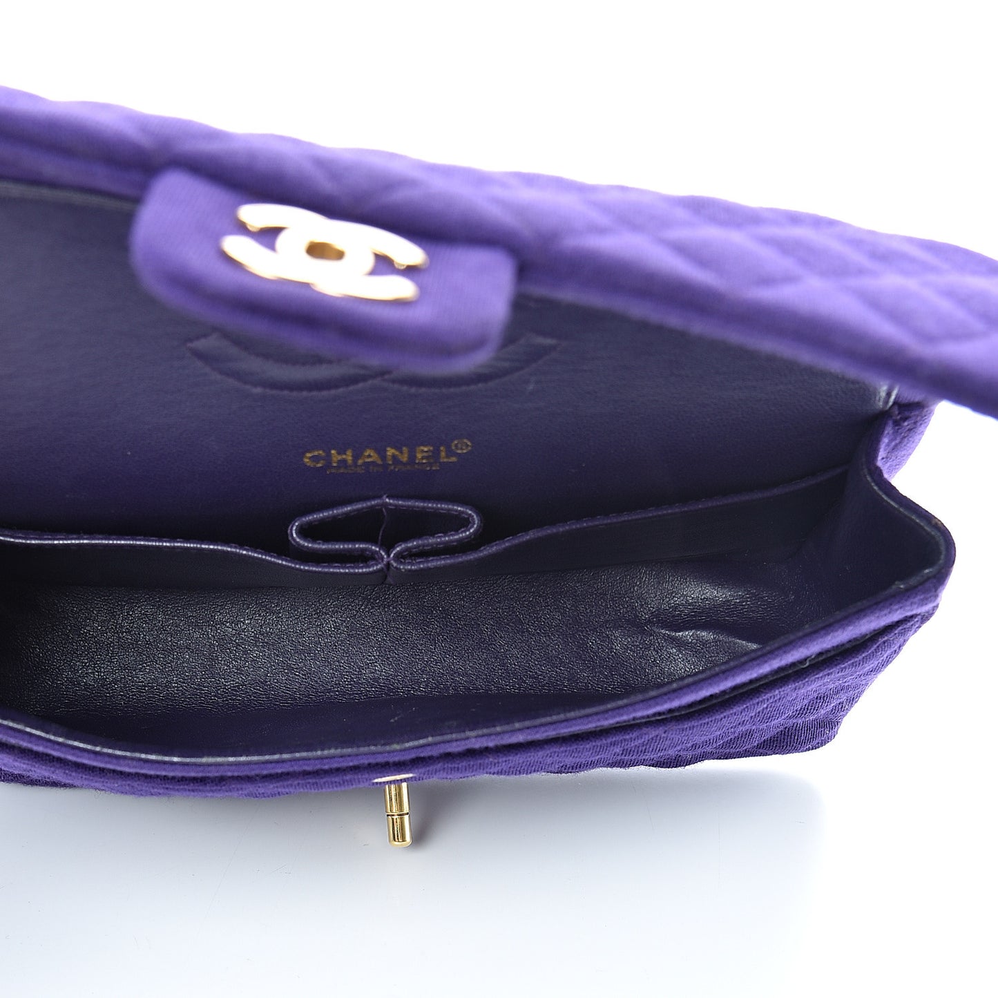 Jersey Quilted Medium Double Flap Bijoux Chain Purple
