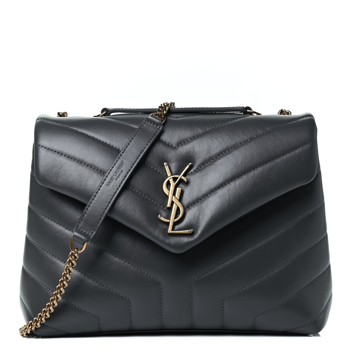 Calfskin Y Quilted Monogram Small Loulou Chain Satchel Storm
