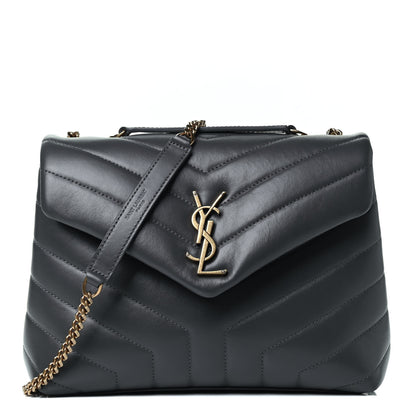 Saint Laurent Calfskin Y Quilted Monogram Small Loulou Chain Satchel Storm 1 of 4