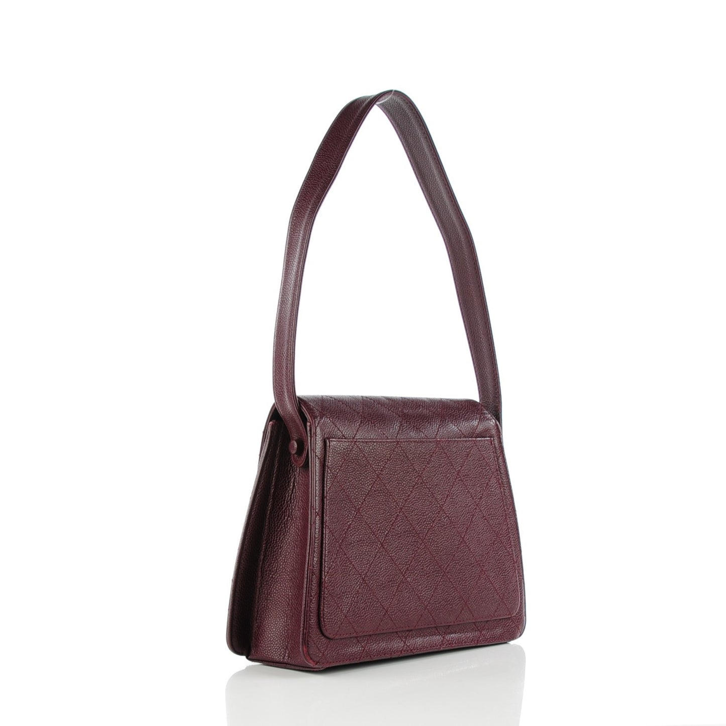 Caviar Stitched Shoulder Flap Burgundy