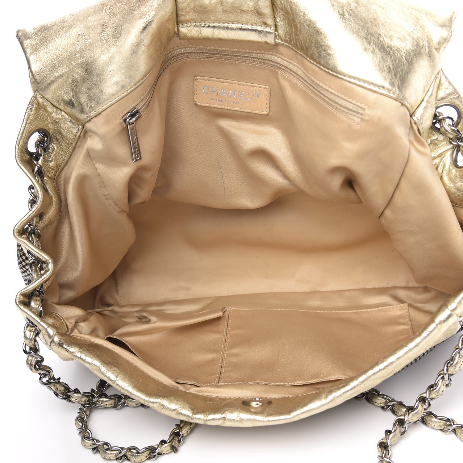 Chanel Metallic Lambskin Perforated Hollywood Accordion Flap Bag Gold 8 of 23