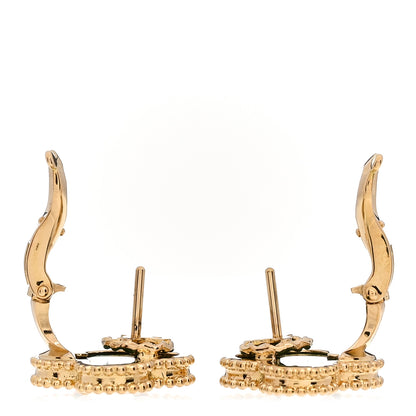 Van Cleef & Arpels 18K Yellow Gold Malachite Vintage Alhambra Earrings 3 of 4