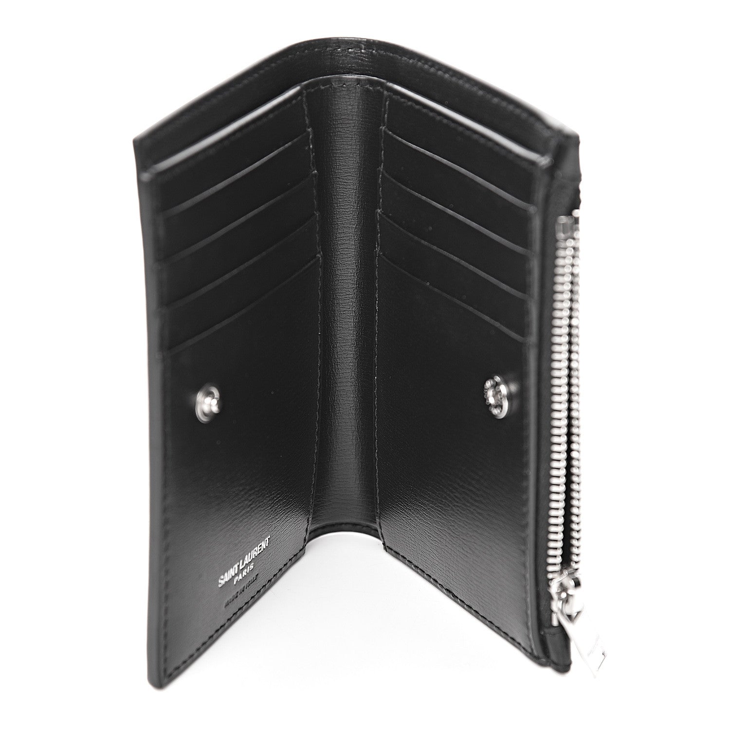 Saint Laurent Calfskin Monogram Bi Fold Zipped Wallet Black 5 of 8