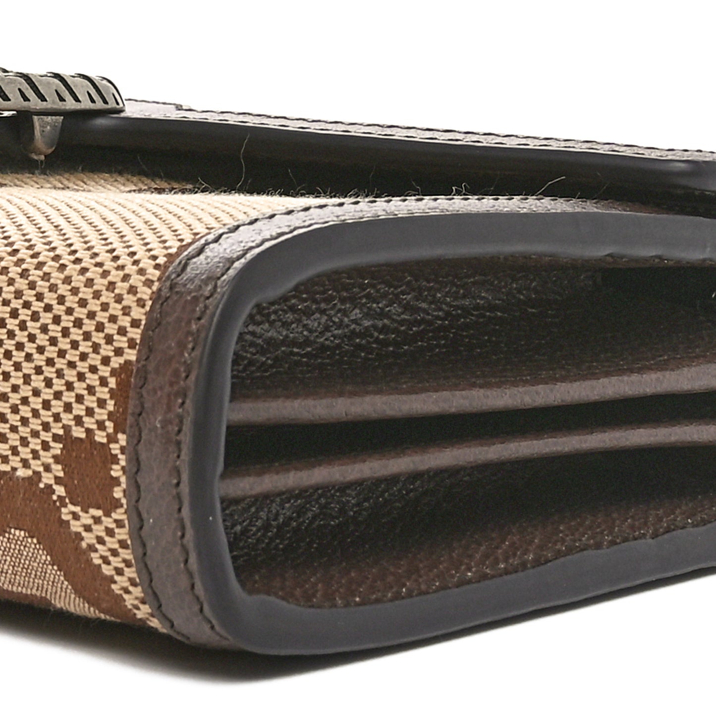 Monogram Jumbo GG Textured Dollar Calfskin Mini Dionysus Chain Wallet Camel Ebony New Acero