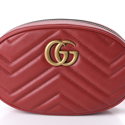 Gucci Calfskin Matelasse GG Marmont Belt Bag 75 30 Hibiscus Red 10 of 10