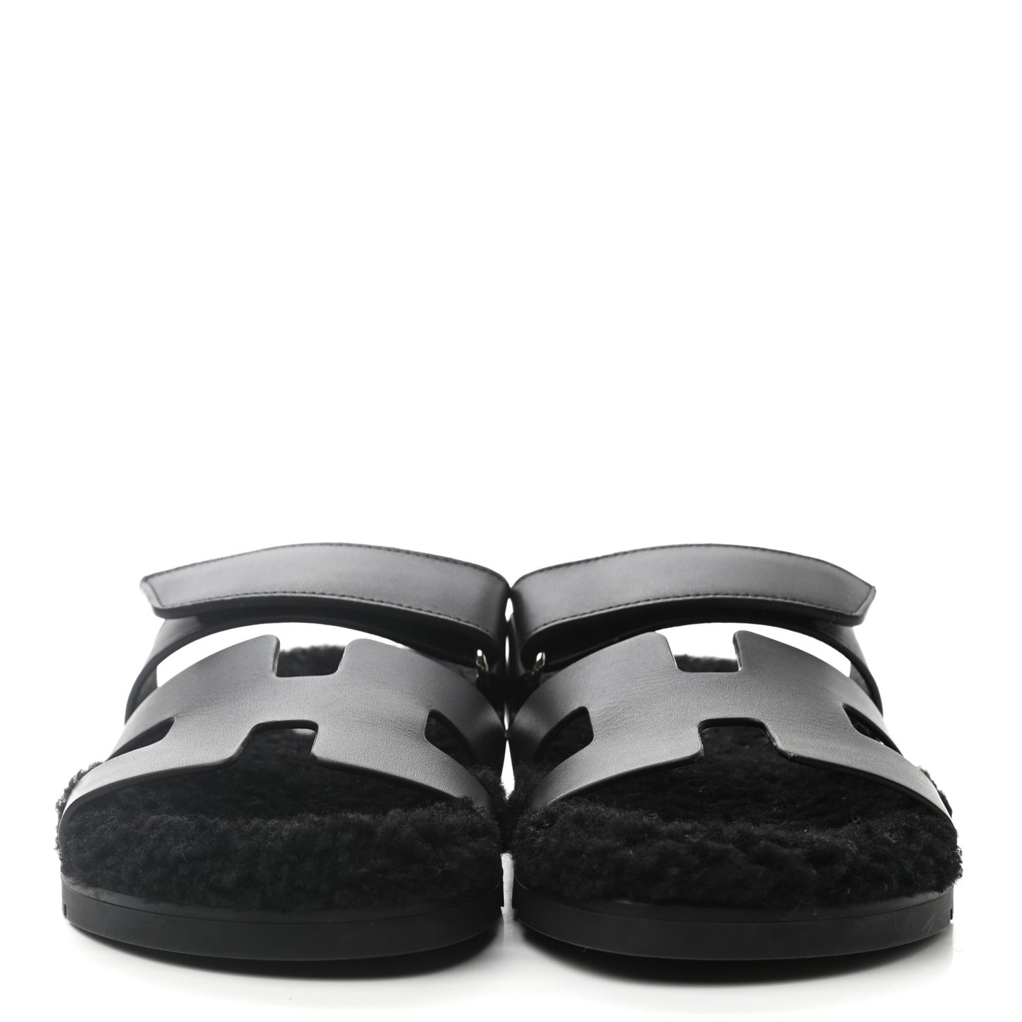 Calfskin Woolskin Womens Chypre Sandals 36.5 Black