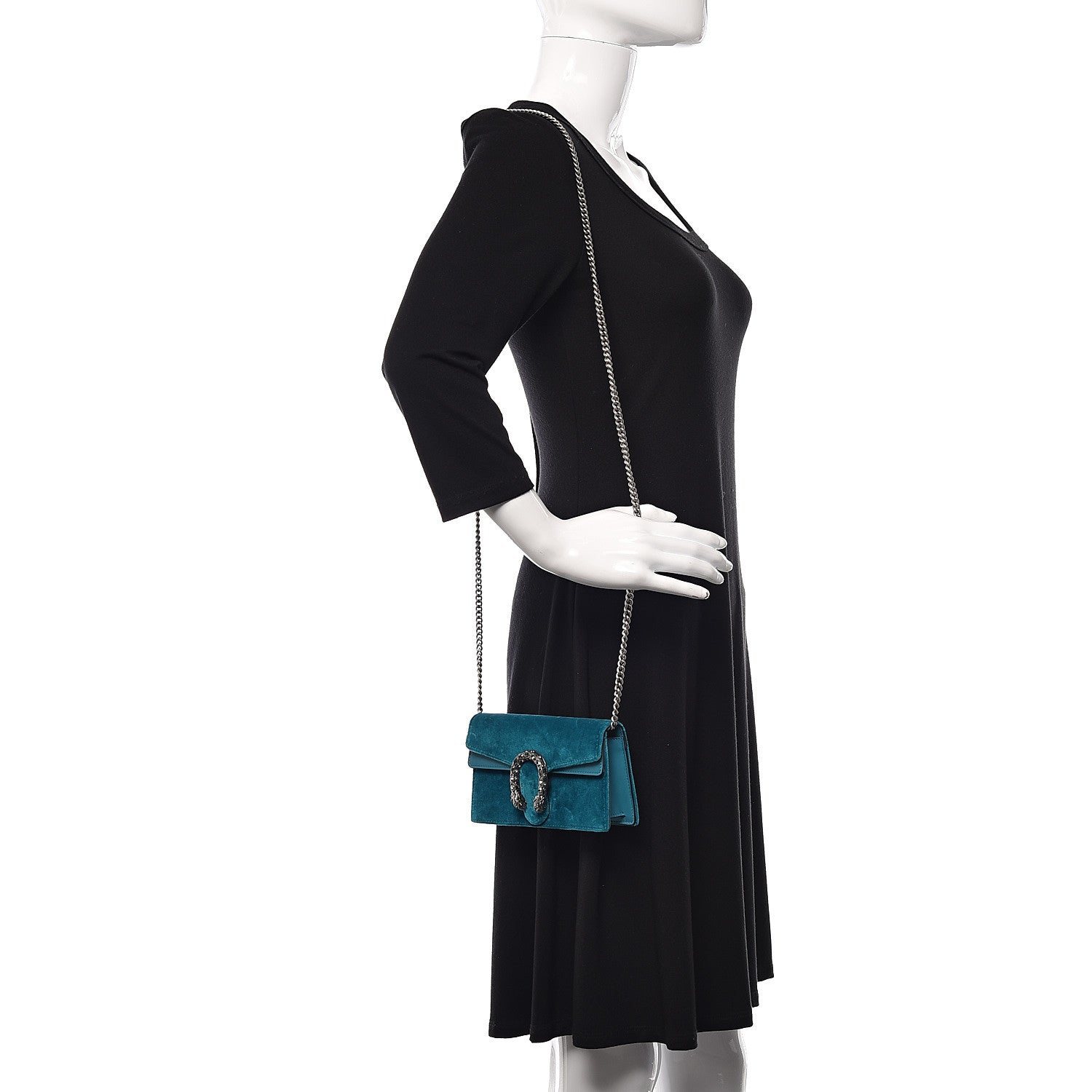 Gucci Velvet Super Mini Dionysus Shoulder Bag Pavone Cyan 2 of 10