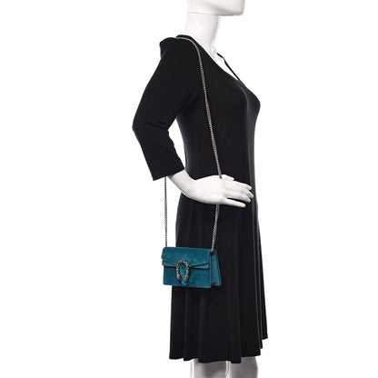 Gucci Velvet Super Mini Dionysus Shoulder Bag Pavone Cyan 2 of 10