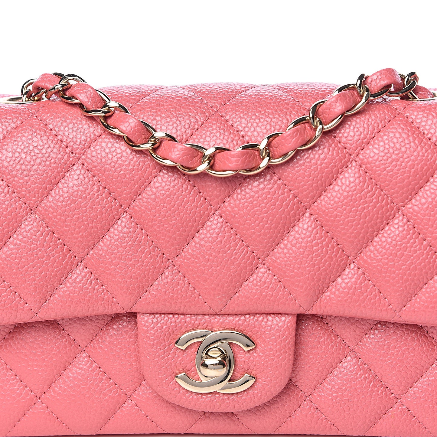 Caviar Quilted Mini Rectangular Flap Pink