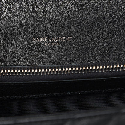 Saint Laurent Sheepskin Matelasse Chevron Monogram Medium College Bag Black 5 of 8