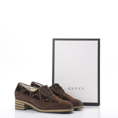 Gucci Velvet GG Monogram Thompson Derby Loafers 40.5 Vintage Cocoa Brown 11 of 11