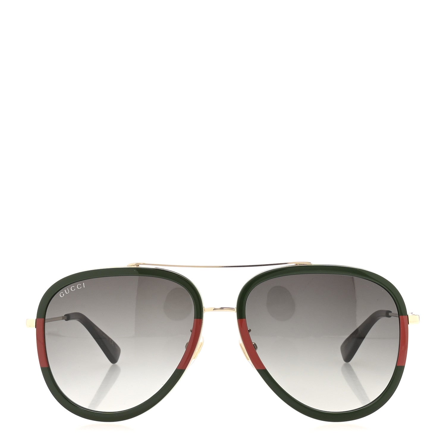 Gucci Metal Web Aviator Sunglasses GG0062S Green Red 2 of 8
