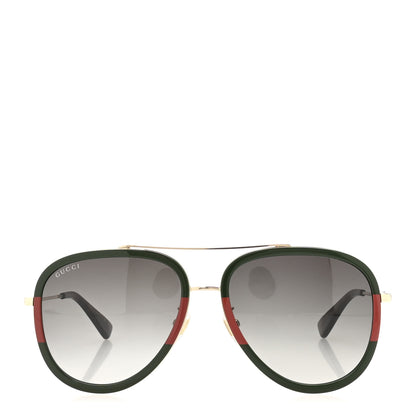 Gucci Metal Web Aviator Sunglasses GG0062S Green Red 2 of 8