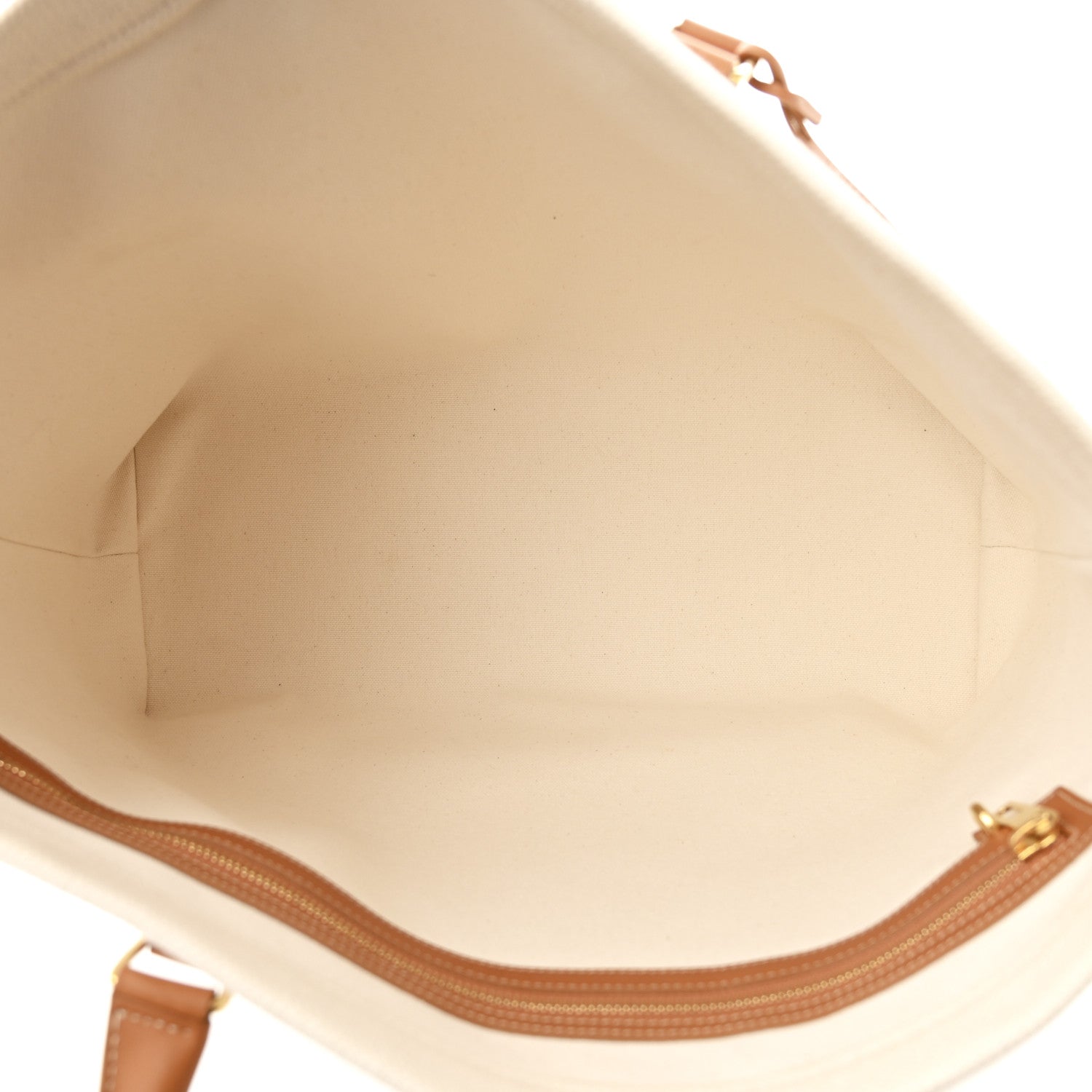 Celine Canvas Calfskin Horizontal Cabas Natural Tan 1748037